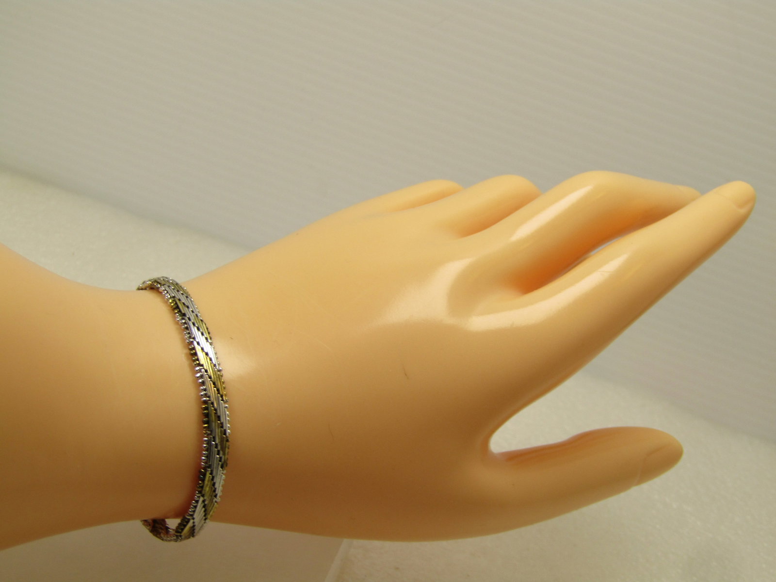 Vintage Silver Plated Two-tone Woven Bracelet,7", 1980's-1990's - 5