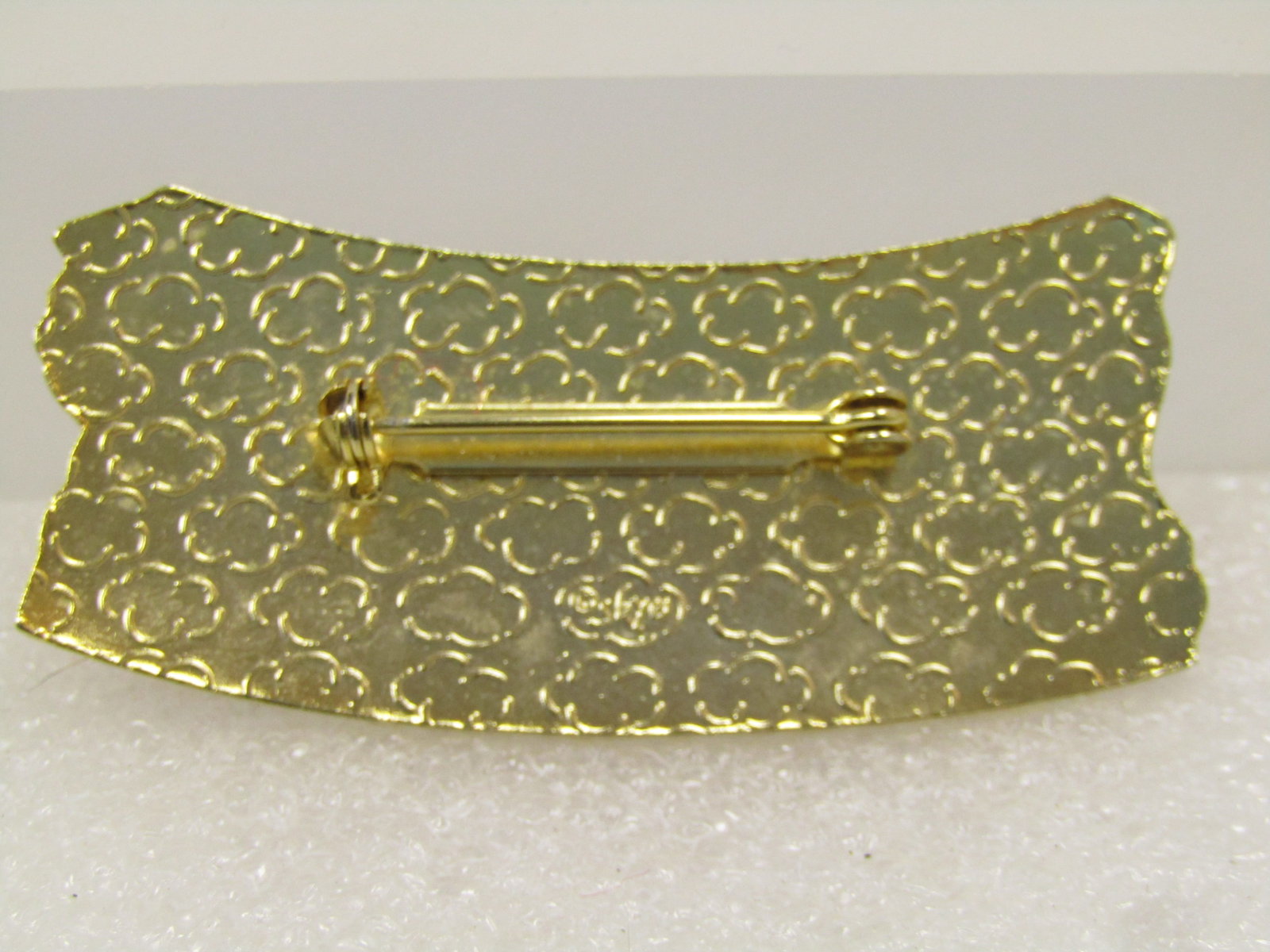 Vintage Orange and Blue Cloisonne Brooch, Signed SKY, 1970's - 5