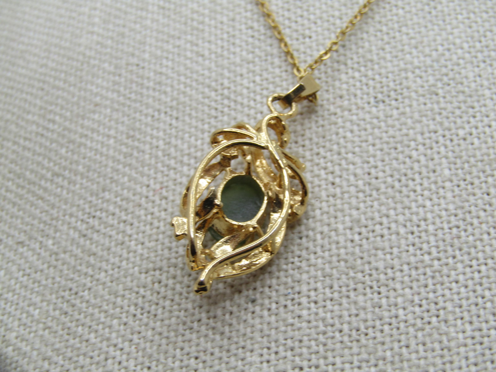 Vintage Jade Necklace, 20", Signed SN, 1980's - 3