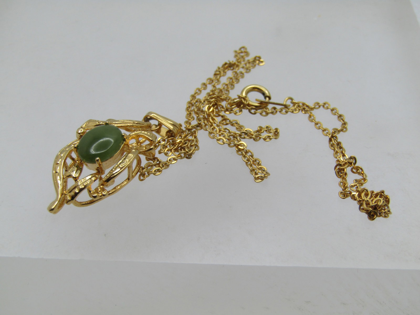Vintage Jade Necklace, 20", Signed SN, 1980's - 5
