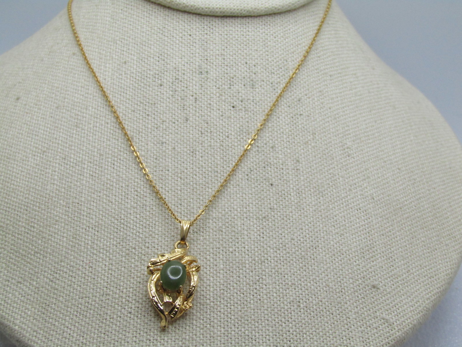 Vintage Jade Necklace, 20", Signed SN, 1980's - 6