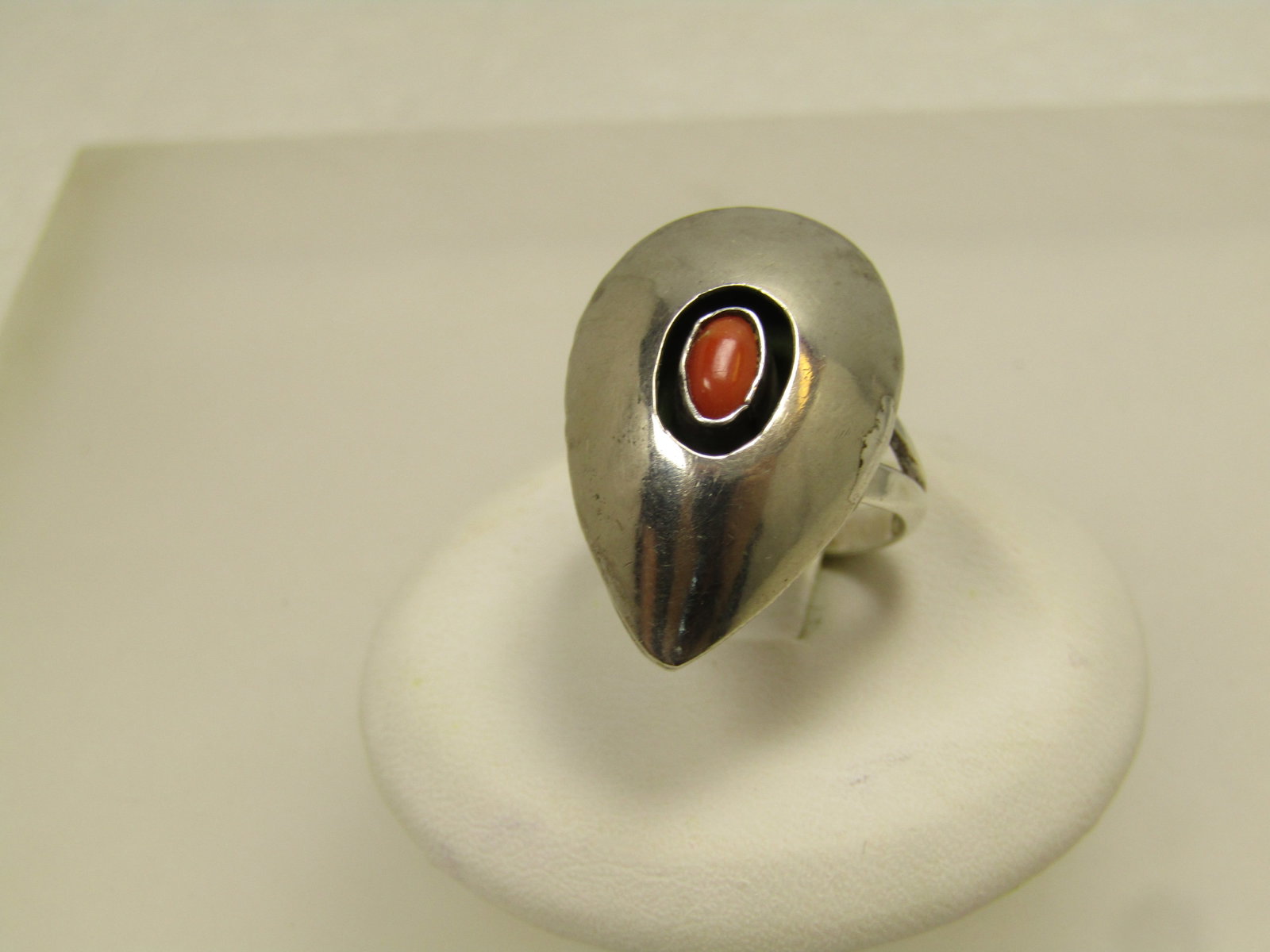 Vintage Sterling Southwestern Coral Ring Sz. 5, 1960's-1970's - 2