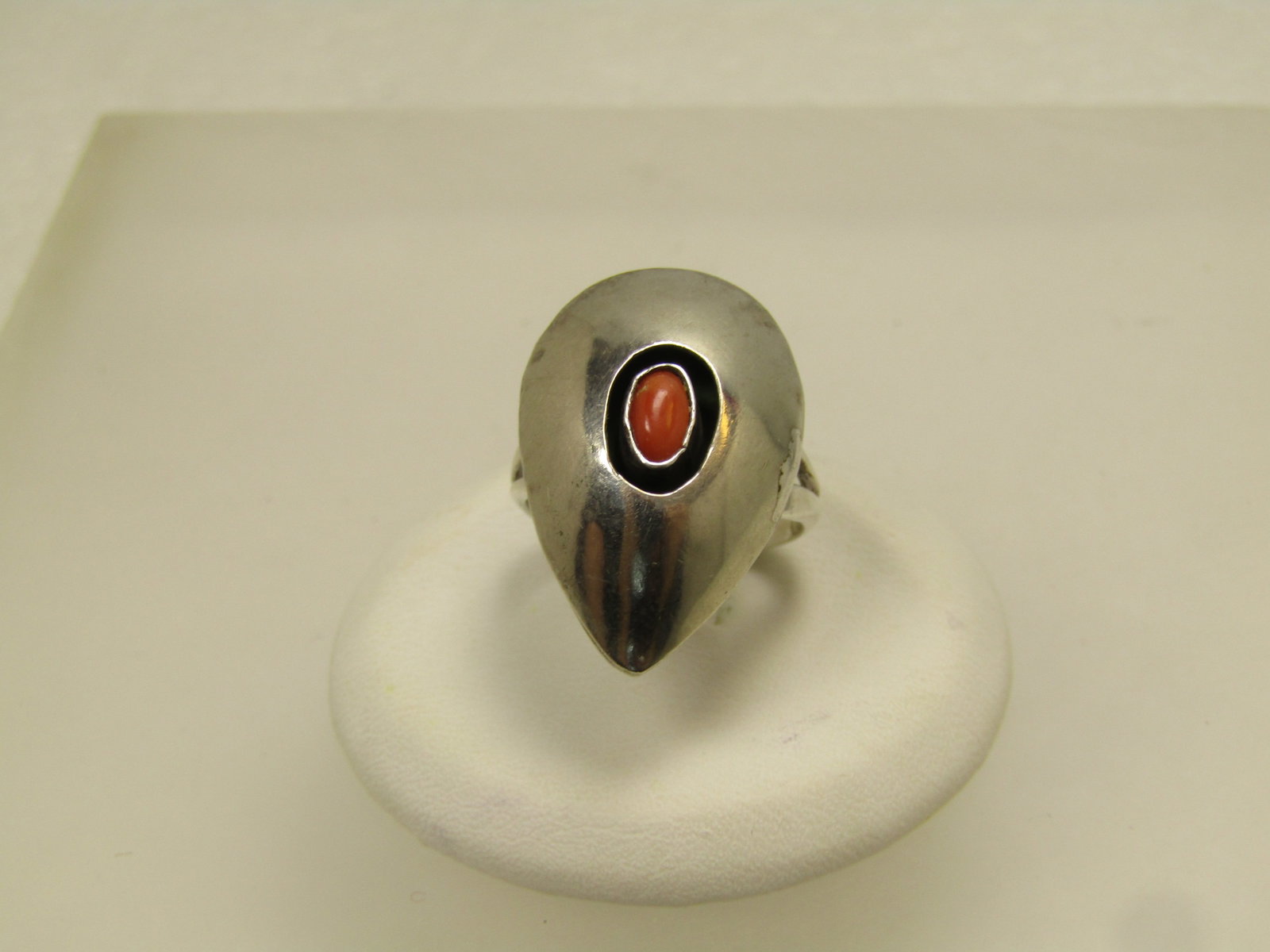 Vintage Sterling Southwestern Coral Ring Sz. 5, 1960's-1970's - 3