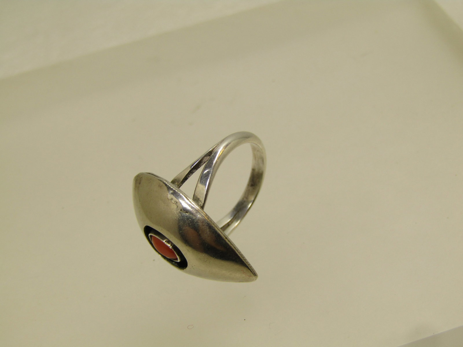 Vintage Sterling Southwestern Coral Ring Sz. 5, 1960's-1970's - 6