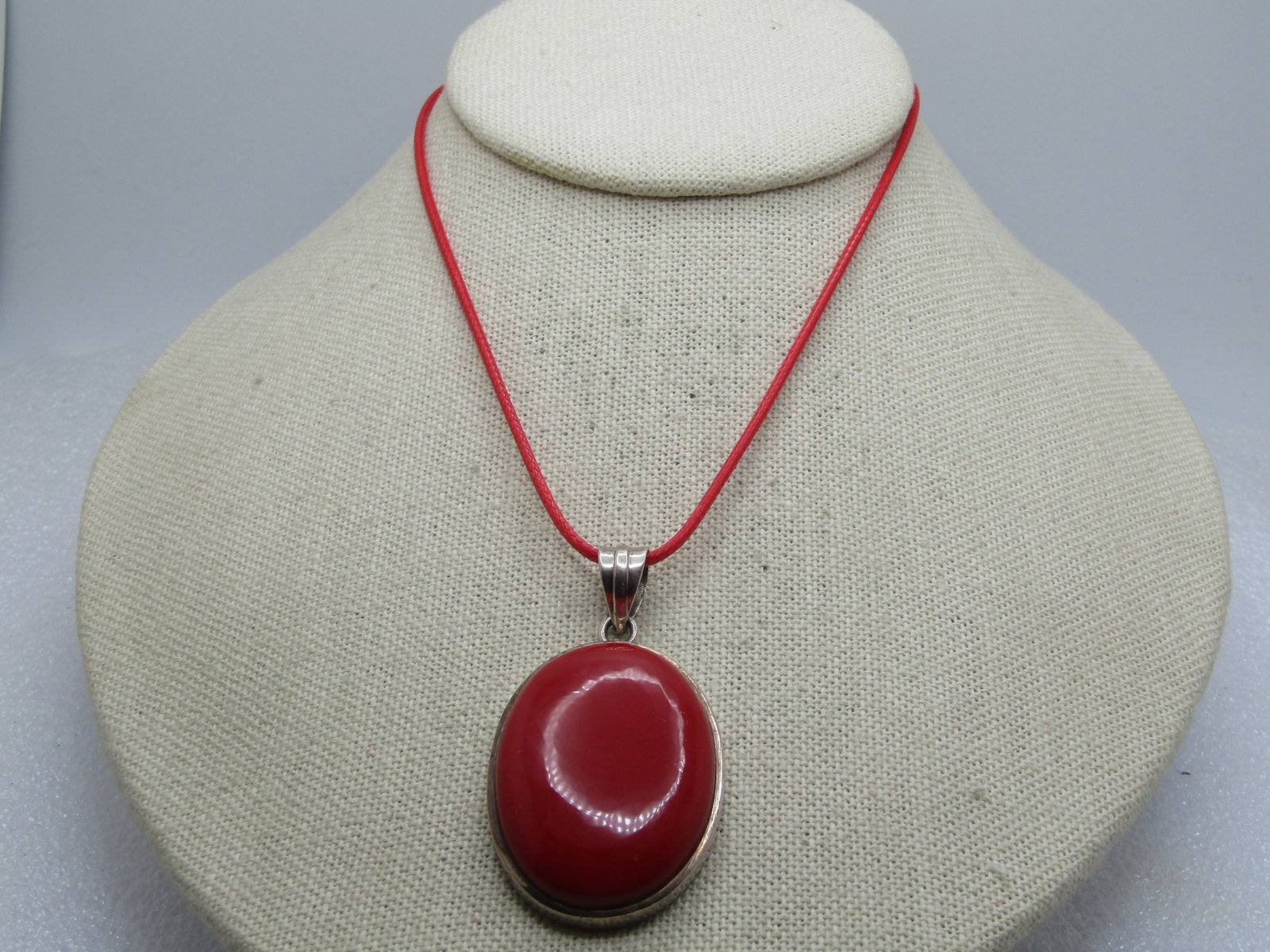 Vintage Sterling Faux Red Agate Necklace, 18"-20", 1990's, Southwestern Appeal. - 2