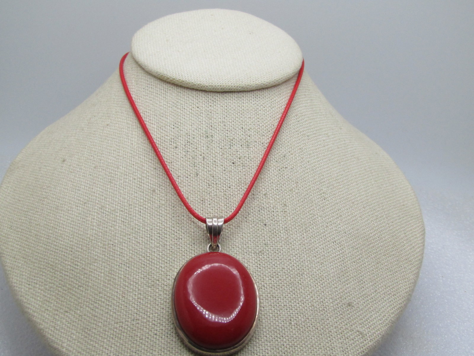 Vintage Sterling Faux Red Agate Necklace, 18"-20", 1990's, Southwestern Appeal. - 3