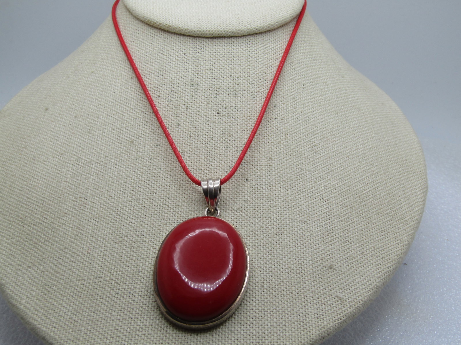 Vintage Sterling Faux Red Agate Necklace, 18"-20", 1990's, Southwestern Appeal. - 5