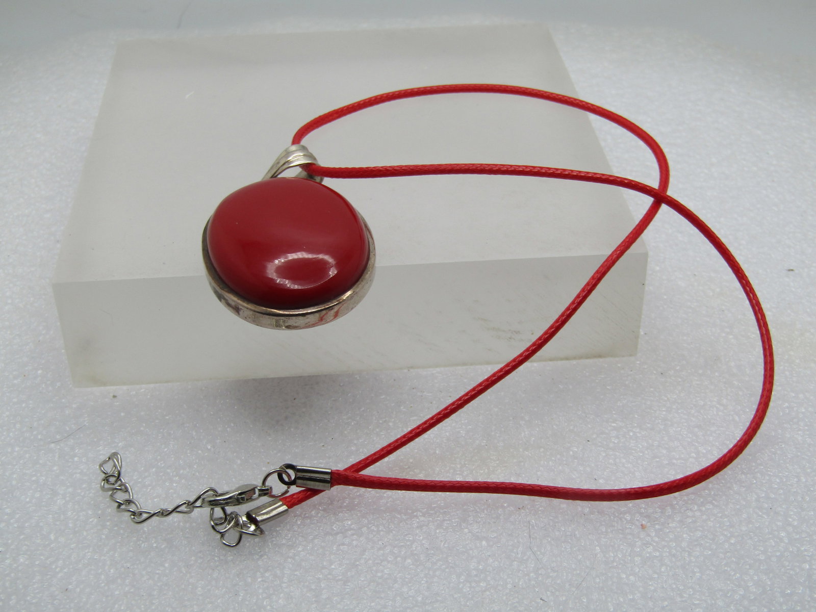 Vintage Sterling Faux Red Agate Necklace, 18"-20", 1990's, Southwestern Appeal. - 6