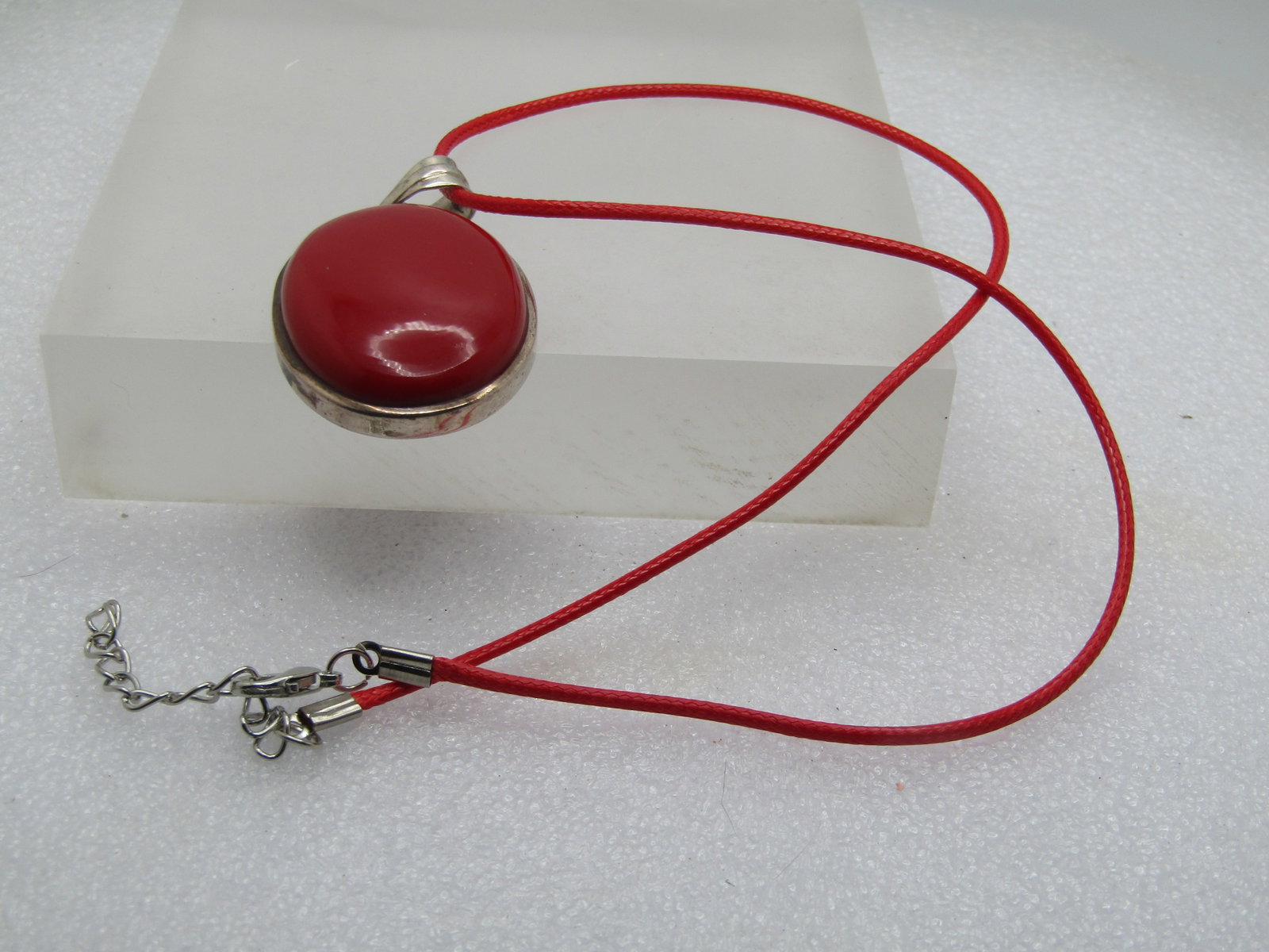 Vintage Sterling Faux Red Agate Necklace, 18"-20", 1990's, Southwestern Appeal. - 7