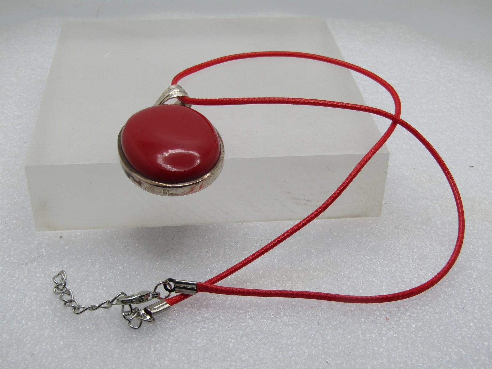 Vintage Sterling Faux Red Agate Necklace, 18"-20", 1990's, Southwestern Appeal. - 8