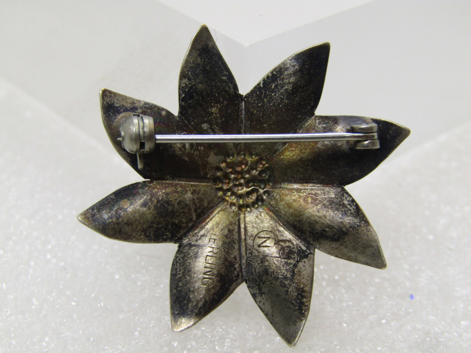 Vintage Sterling Poinsettia Brooch, Signed Nye, 1940's - 4