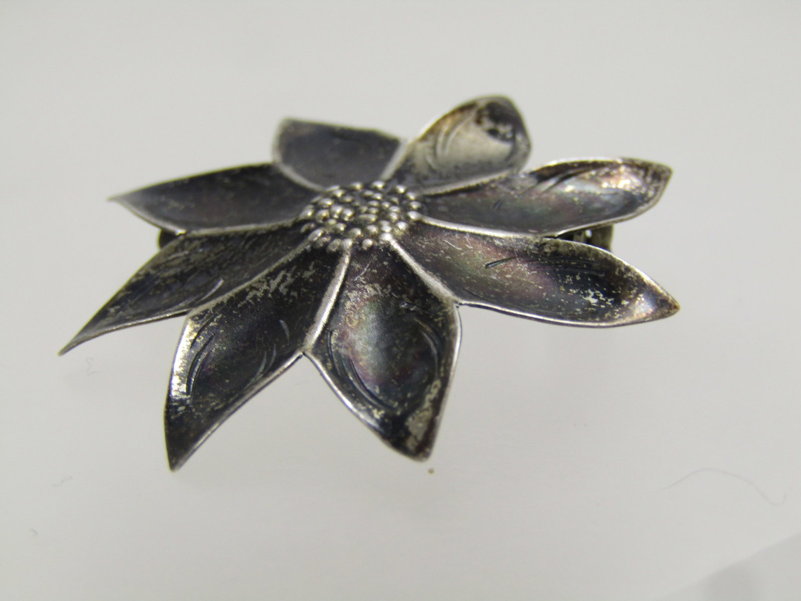 Vintage Sterling Poinsettia Brooch, Signed Nye, 1940's - 5