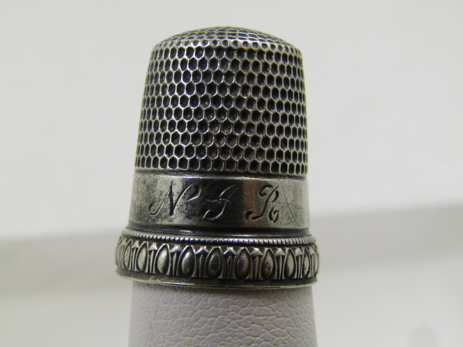 Vintage Sterling Thimble, Sz. 10, Signed Priscilla, Victorian (1 of 6)