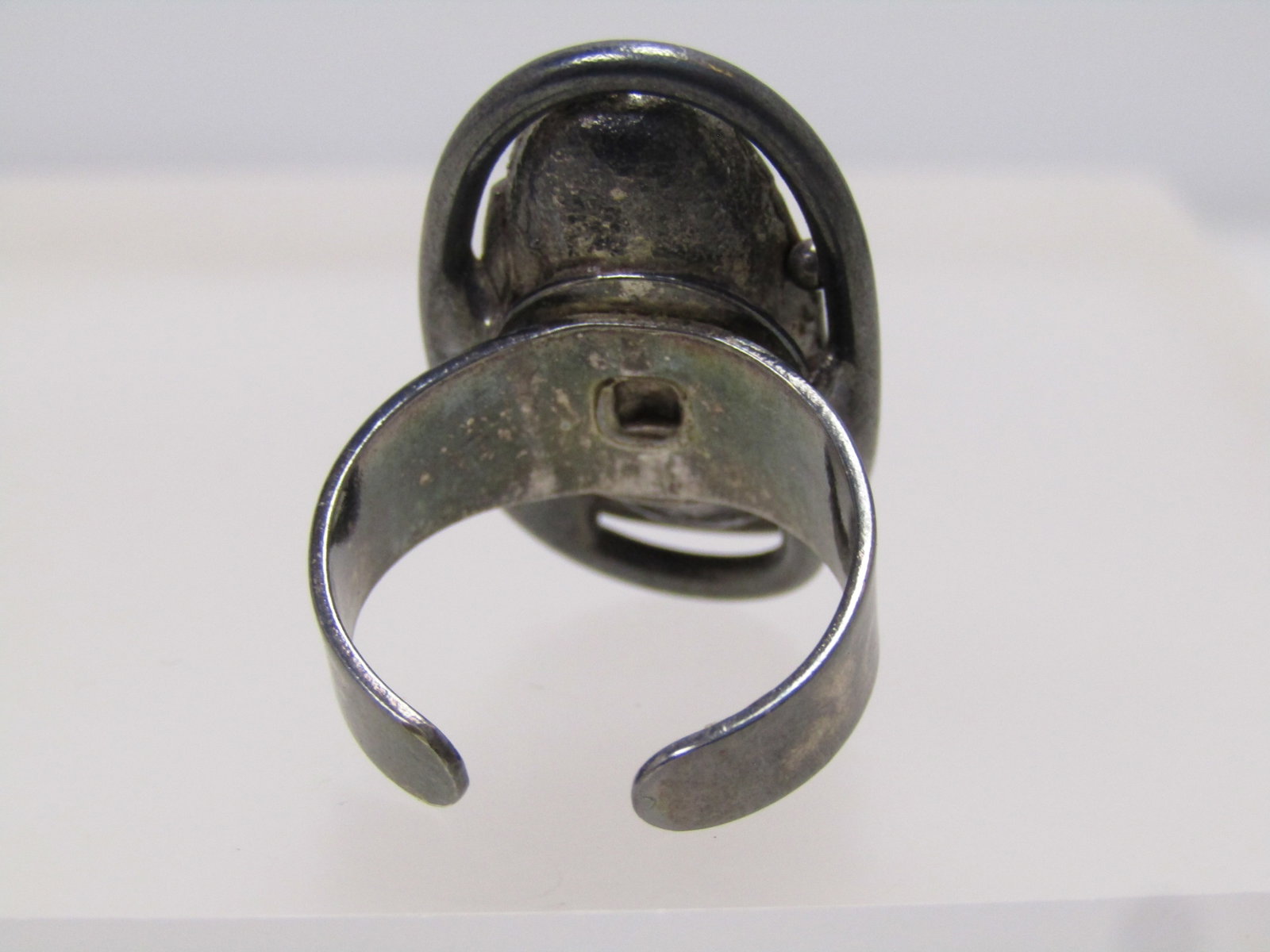 Vintage Tiger's Eye Ring, Adjustable, Sterling and Plated, Southwestern/Mod, 1970's-1980's - 4