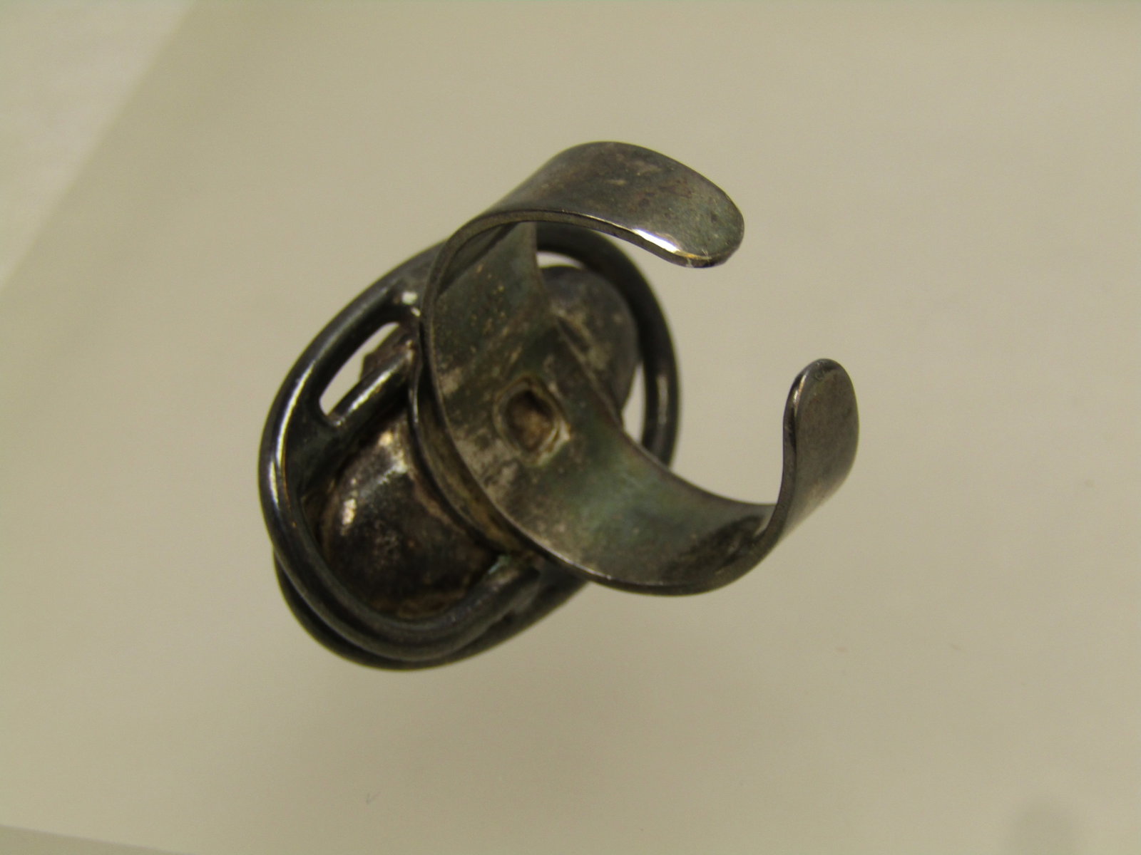 Vintage Tiger's Eye Ring, Adjustable, Sterling and Plated, Southwestern/Mod, 1970's-1980's - 6