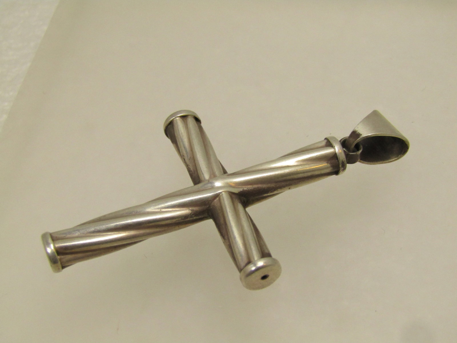Vintage Sterling Silver 2.5" Cross Pendant, 1970's-1980's - 6
