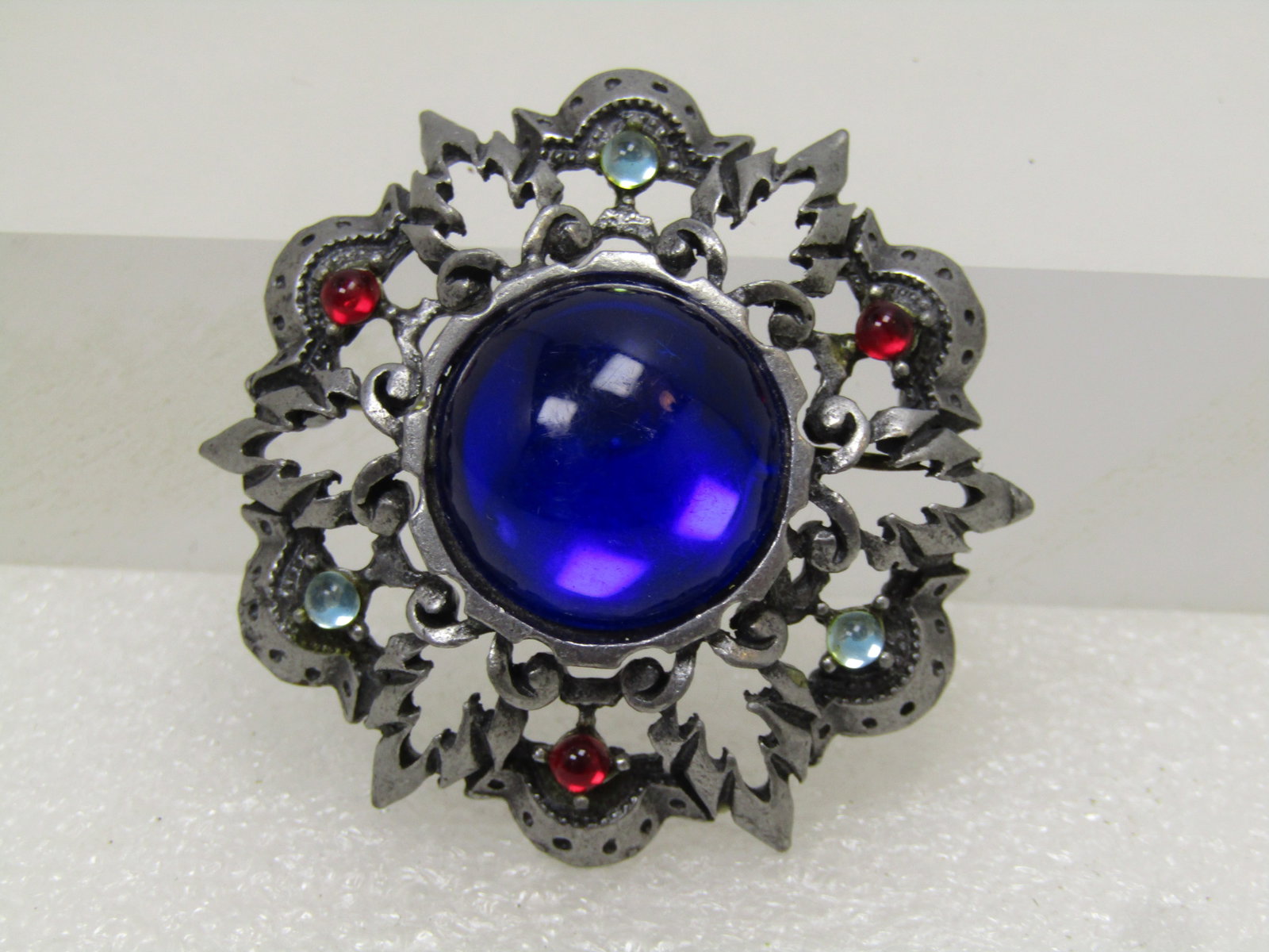 Vintage Rhinestone Leaf Domed Brooch, 1970's-1980's - 3