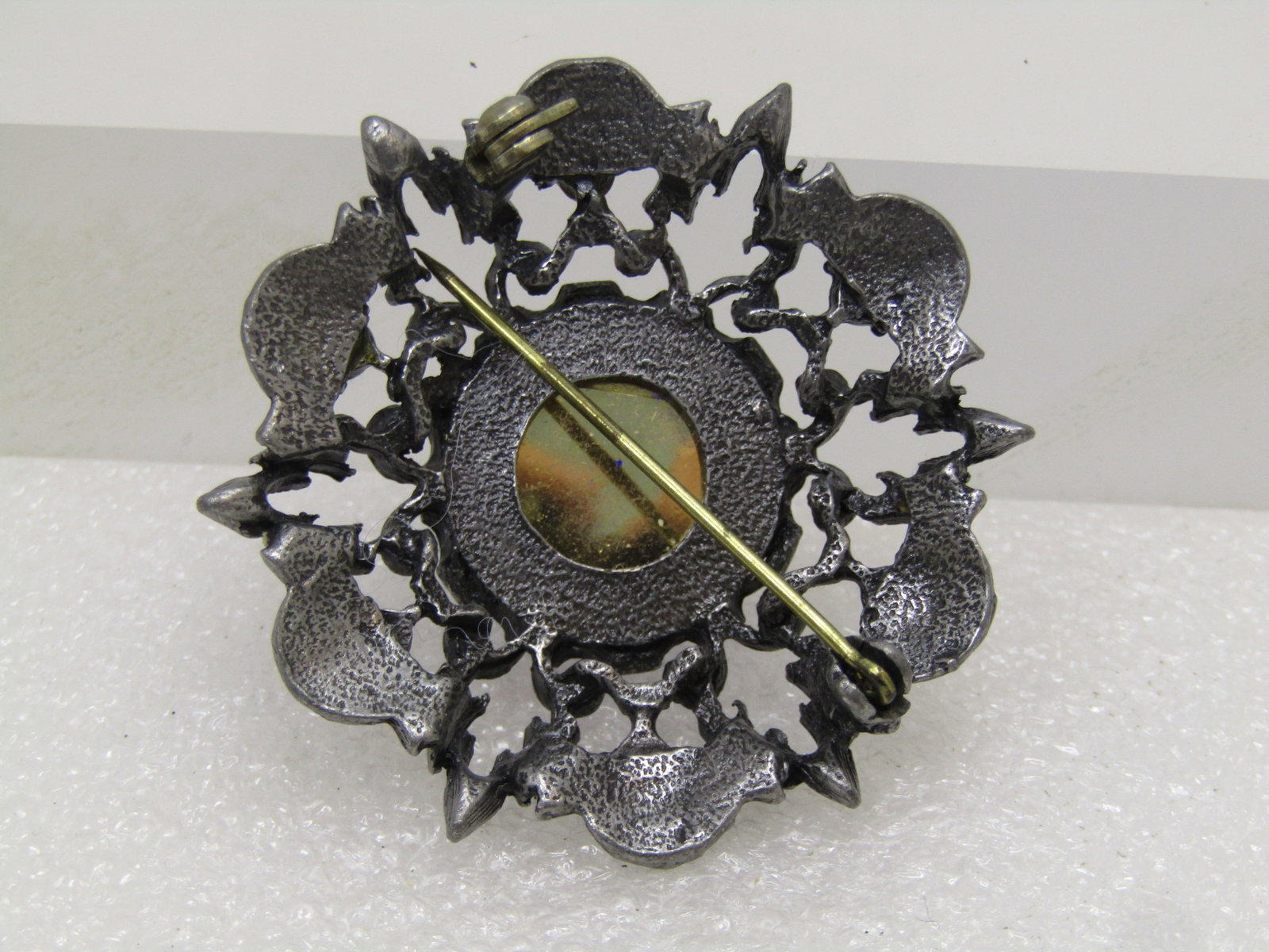 Vintage Rhinestone Leaf Domed Brooch, 1970's-1980's - 4