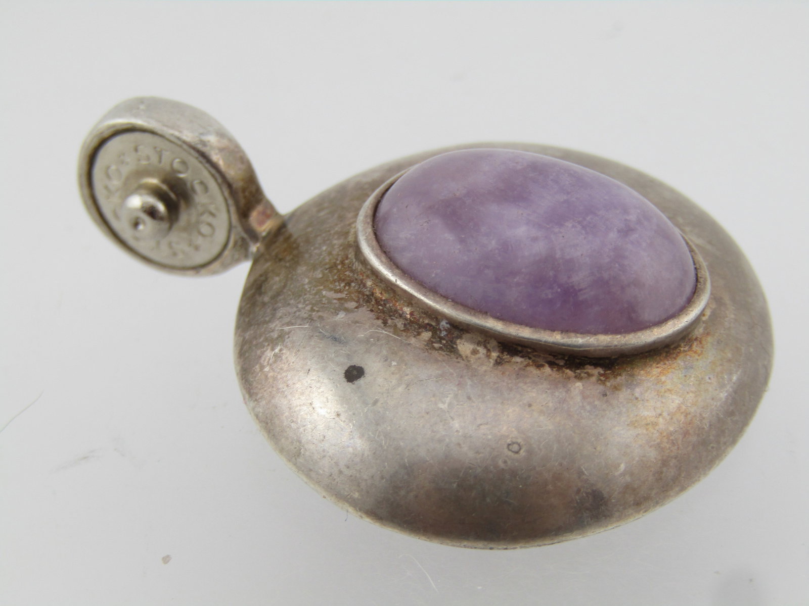 Sterling Amethyst/Agate Snap Pendant, Signed Espo Sig, 2000-2010 - 3