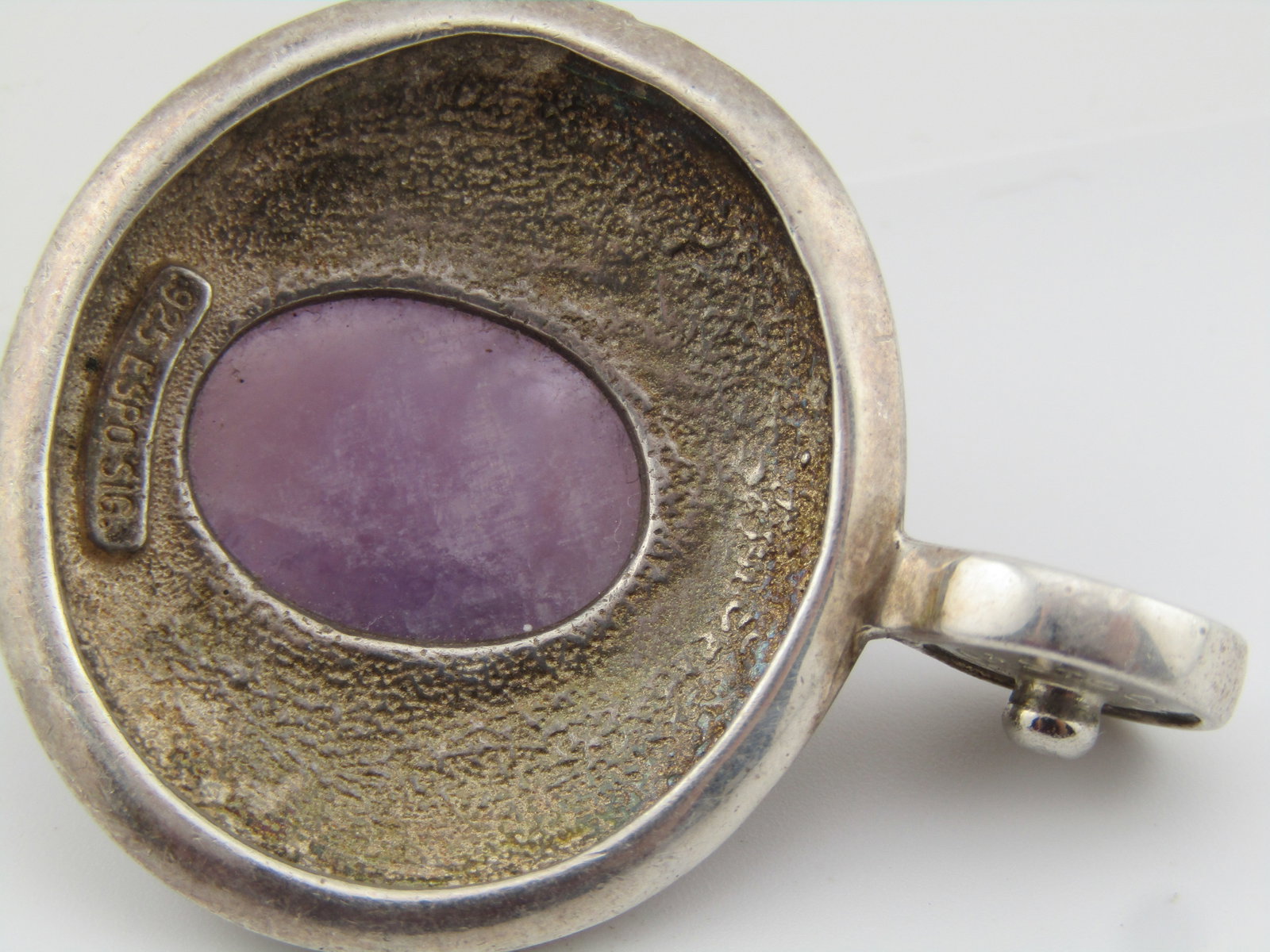 Sterling Amethyst/Agate Snap Pendant, Signed Espo Sig, 2000-2010 - 5
