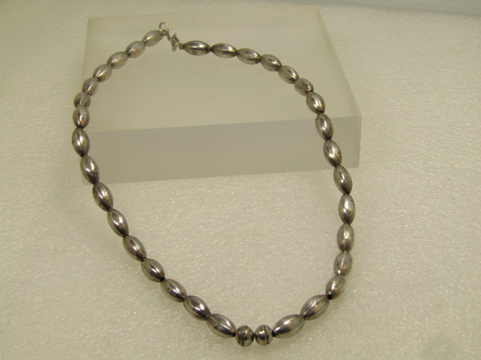 Vintage Sterling Navajo Oval Pearl Beaded Necklace, 16.5", 1970's-1980's - 4