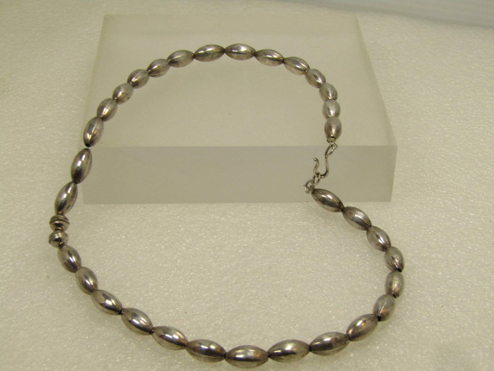 Vintage Sterling Navajo Oval Pearl Beaded Necklace, 16.5", 1970's-1980's - 5