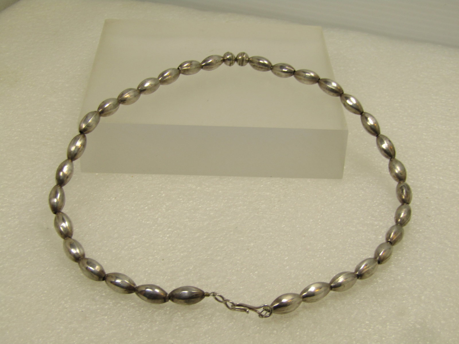 Vintage Sterling Navajo Oval Pearl Beaded Necklace, 16.5", 1970's-1980's - 6