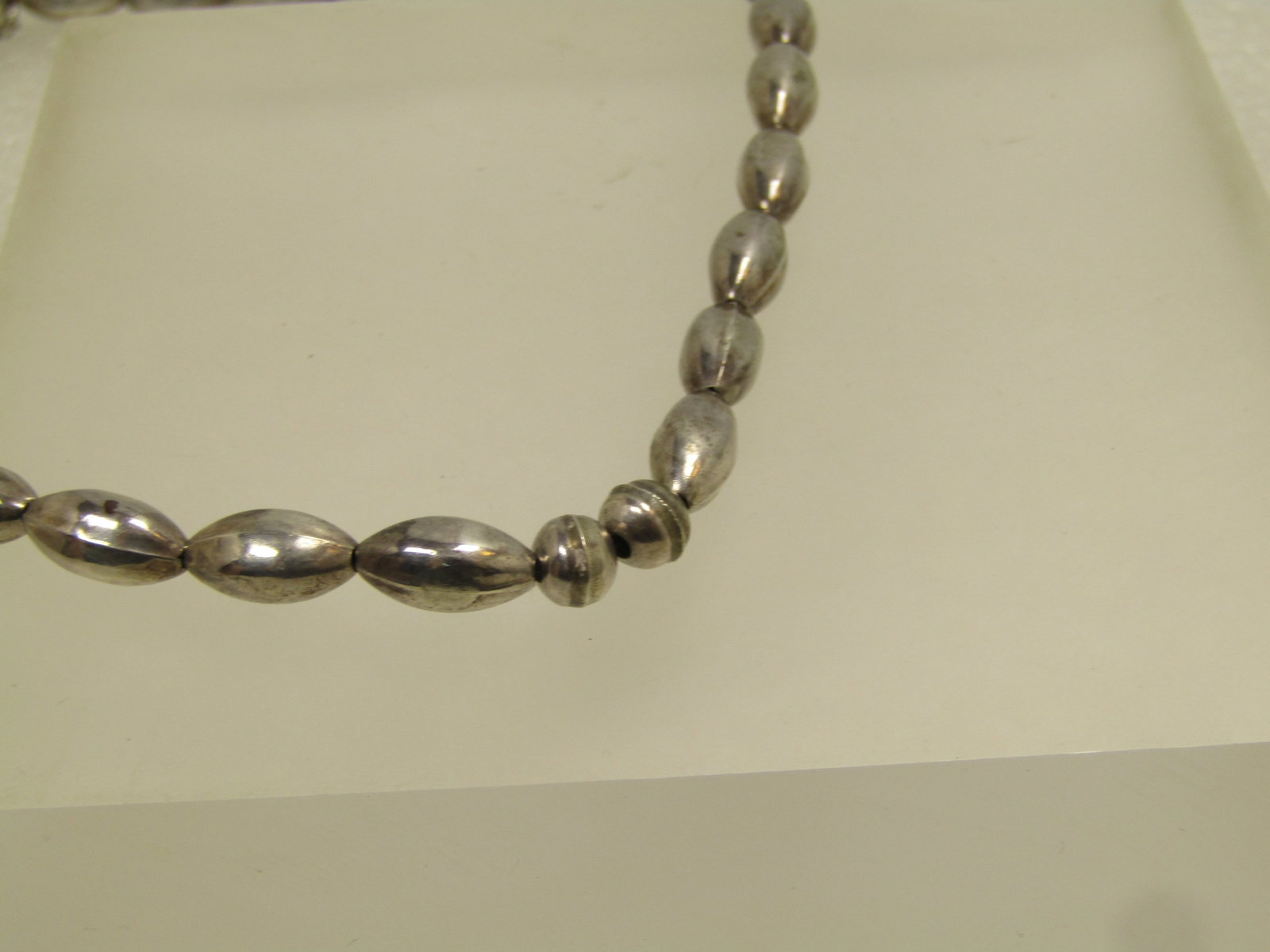 Vintage Sterling Navajo Oval Pearl Beaded Necklace, 16.5", 1970's-1980's - 7