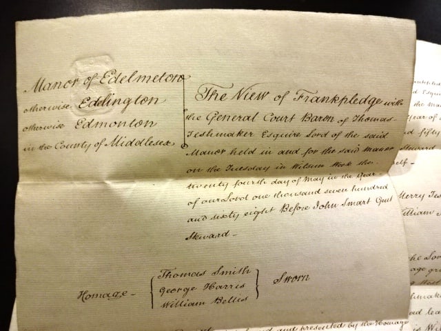 1756 Three Manuscript manor Documents Edmonton Middlesex - 2