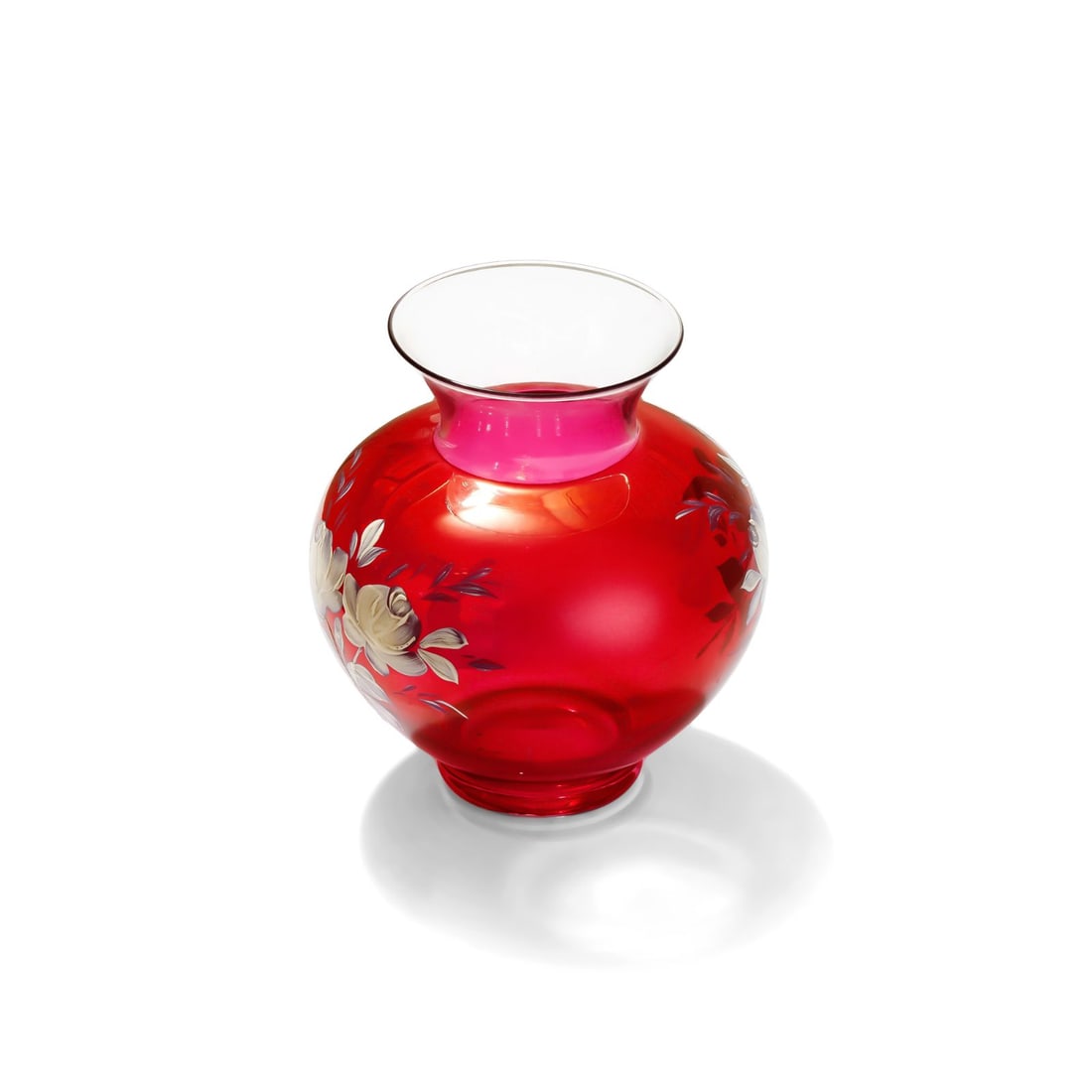 Ruby Red Floral Vase - 2