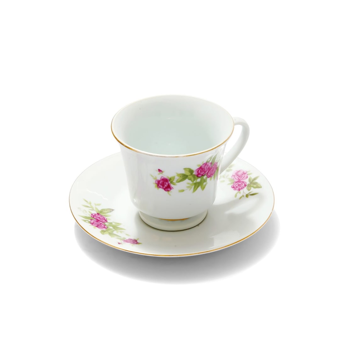 Teacup and Saucer Set with Pink Floral - 5
