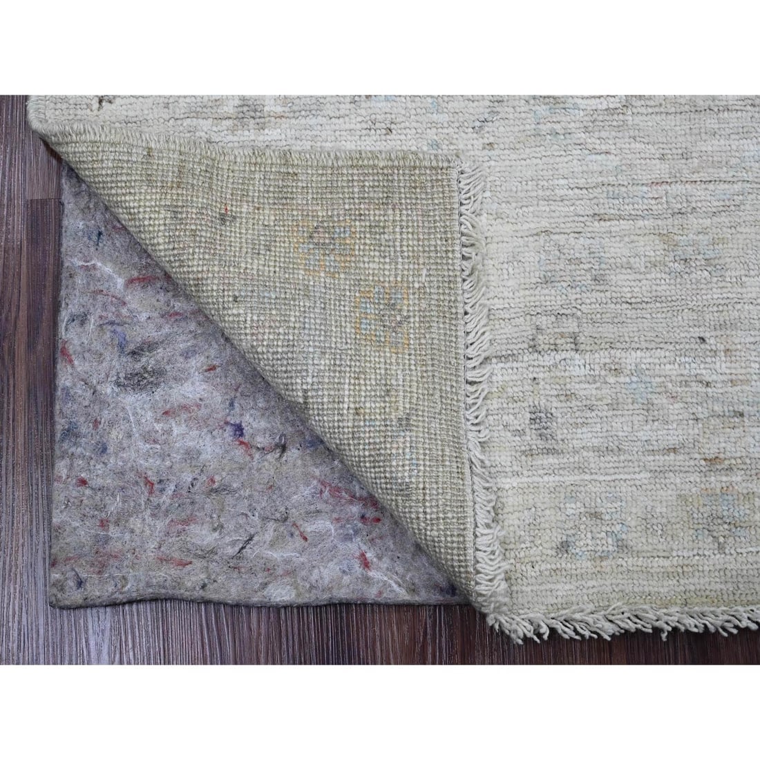 Gray Afghan Angora Oushak All Over Pattern Hand Knotted Pure Wool Rug - 2