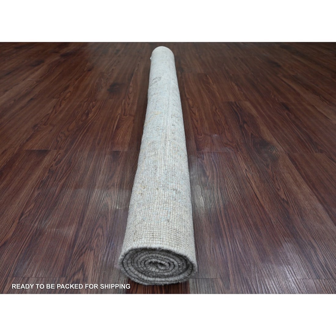 Gray Afghan Angora Oushak All Over Pattern Hand Knotted Pure Wool Rug - 4
