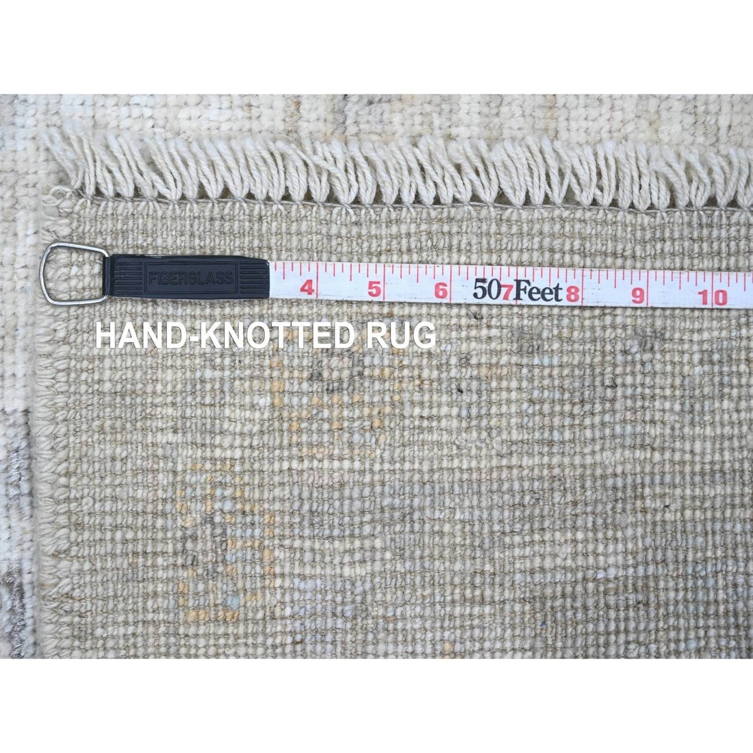 Gray Afghan Angora Oushak All Over Pattern Hand Knotted Pure Wool Rug - 6