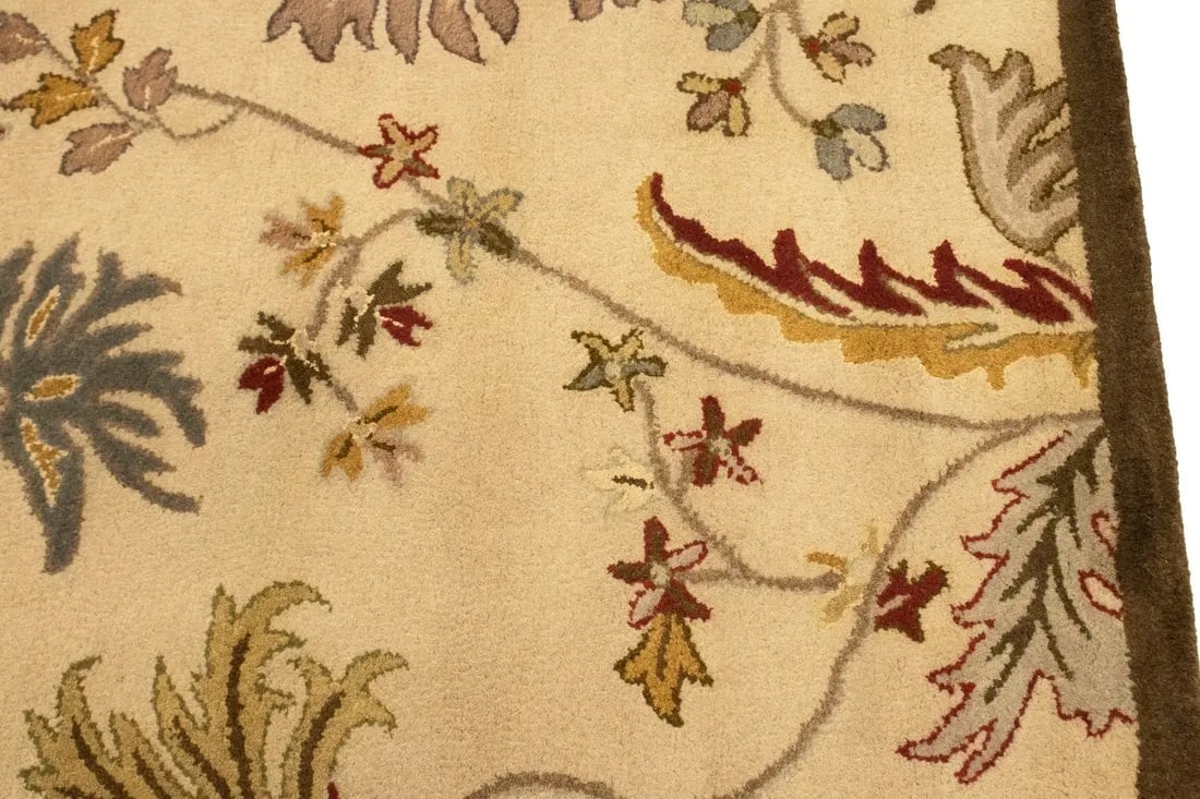 Cream Floral Modern 8X11 Oriental Hand-Tufted Rug - 9