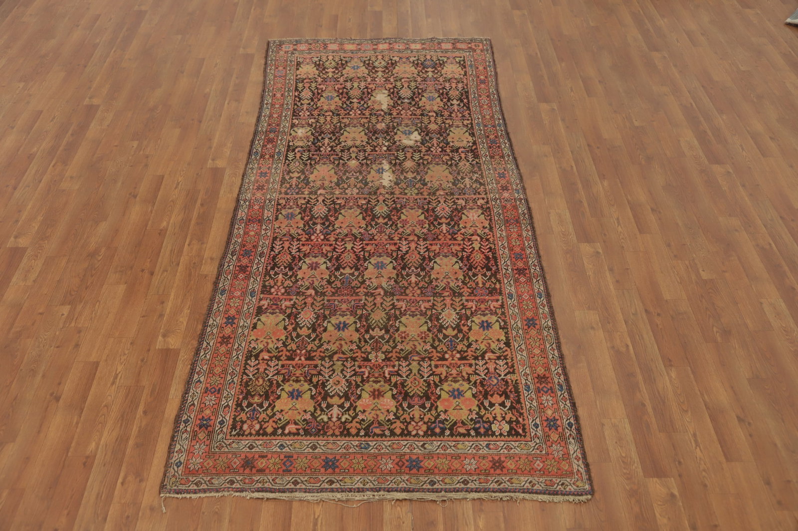Pre-1900 Vegetable Dye Malayer Persian Runner Rug 4x9 - 2