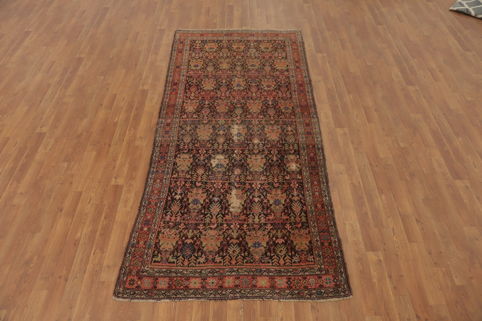 Pre-1900 Vegetable Dye Malayer Persian Runner Rug 4x9 - 4