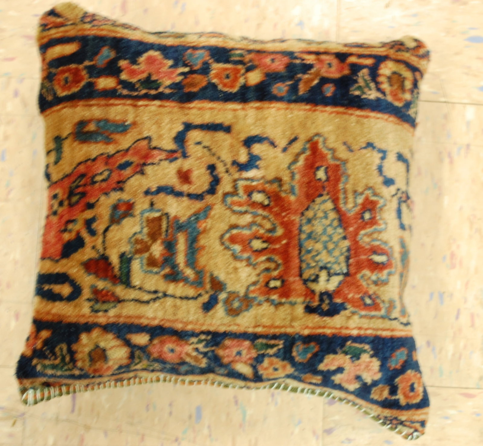 Hand-Made antique rug Pillow Cushion Rug 1'2" x 1' 8": Title:Hand-Made antique rug Pillow Cushion Rug 1'2" x 1' 8" Descritpion:Antique detailed design hand made functional_useable pillow_cushion with exact size of 1'2" x 1' 8" the pillow is filled with po