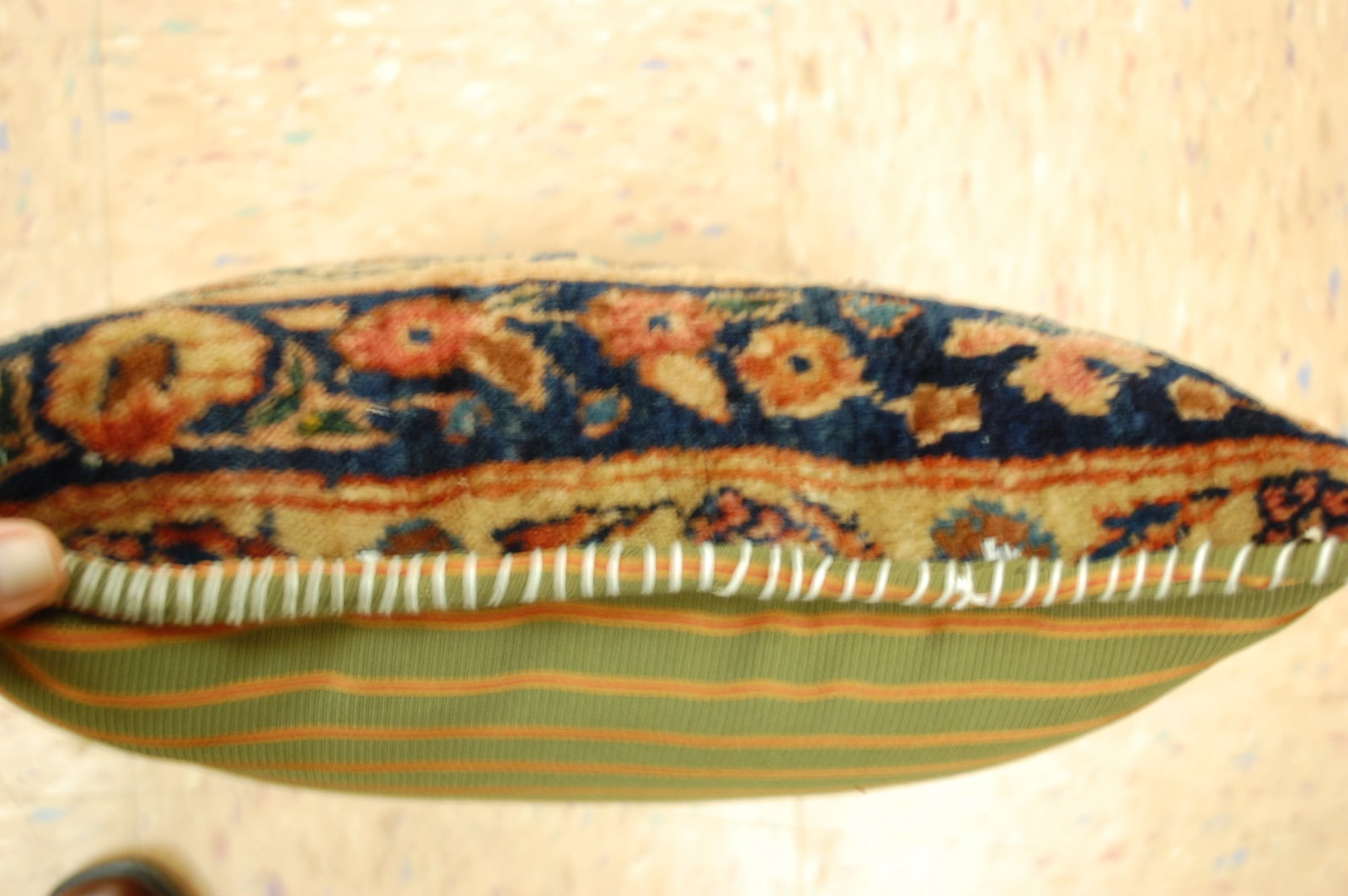 Hand-Made antique rug Pillow Cushion Rug 1'2" x 1' 8" - 4