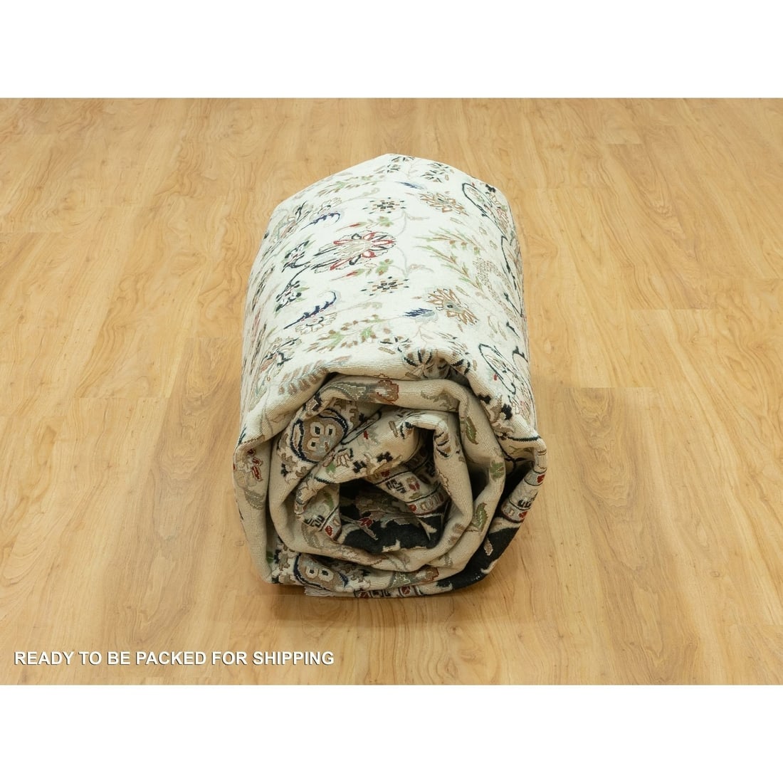 Snowbound White Hand Knotted Nain 250 KPSI Design Wool Oriental Rug - 9