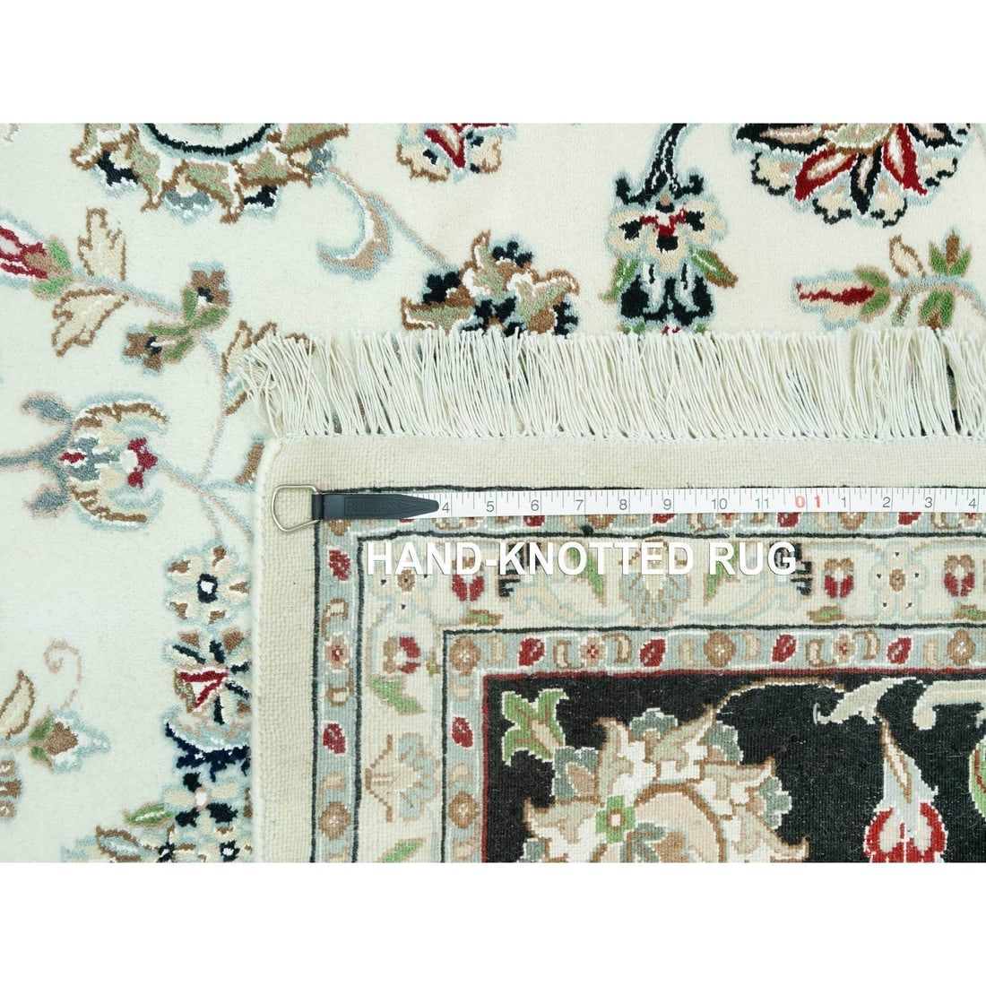 Snowbound White Hand Knotted Nain 250 KPSI Design Wool Oriental Rug - 11