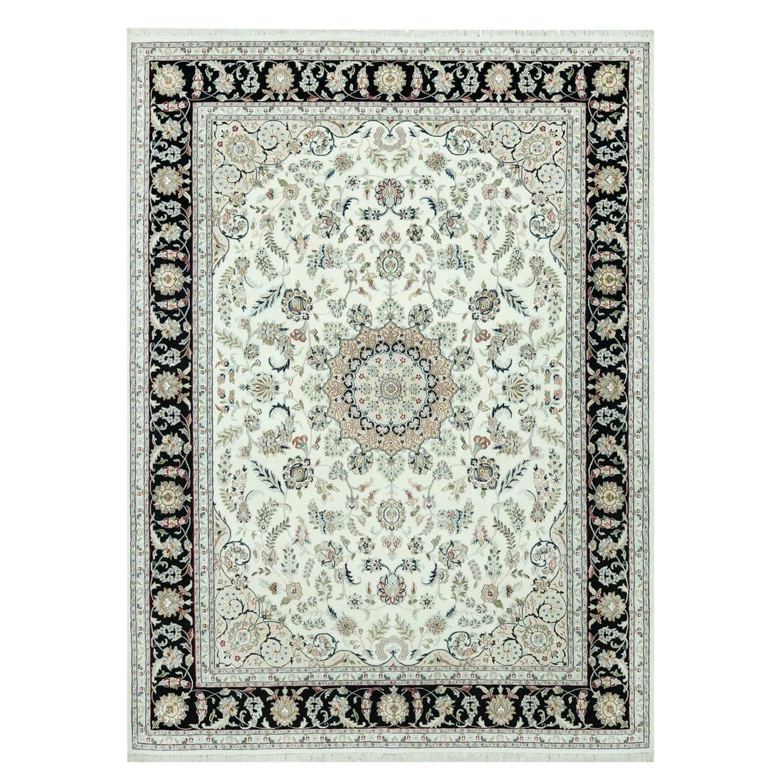 Snowbound White Hand Knotted Nain 250 KPSI Design Wool Oriental Rug: Title: Snowbound White Hand Knotted Nain 250 KPSI Design Wool Oriental Rug Description:This is a truly genuine one-of-a-kind. It has been Knotted for months and months in the centuries-old weaving cra