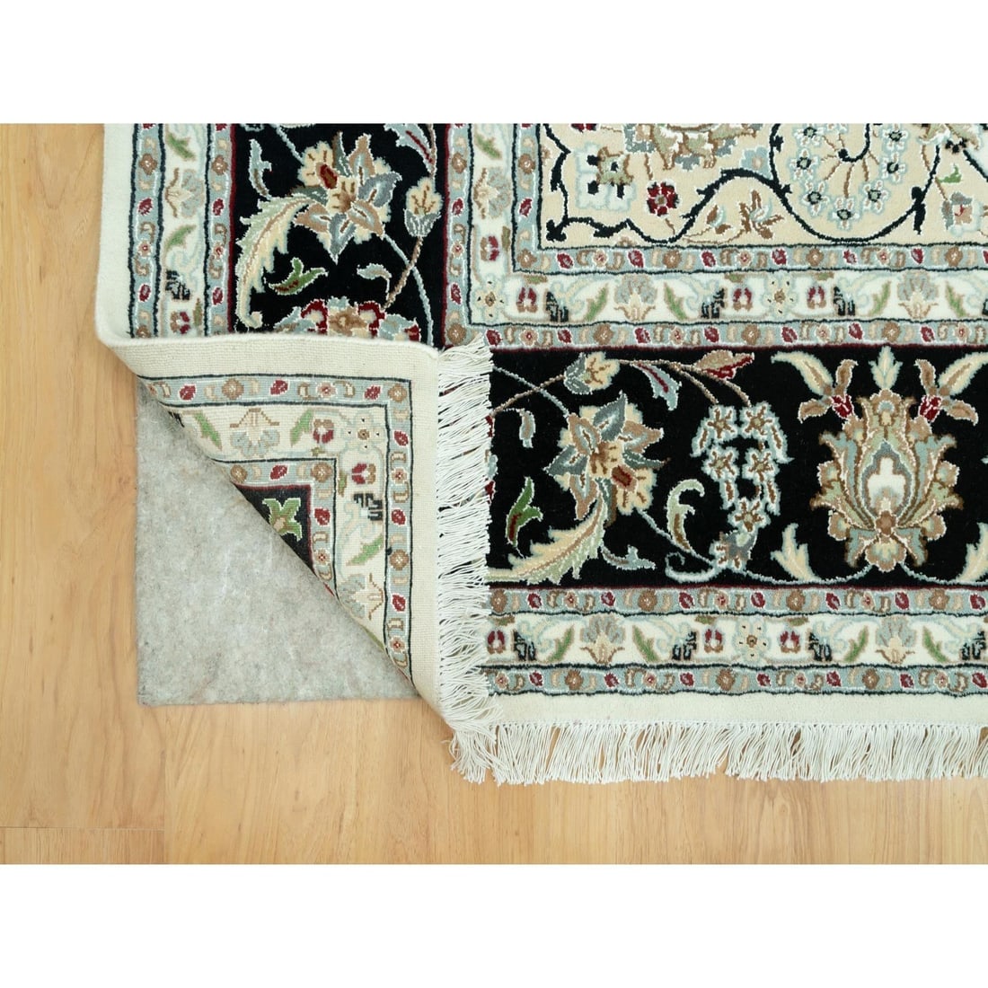 Snowbound White Hand Knotted Nain 250 KPSI Design Wool Oriental Rug - 4