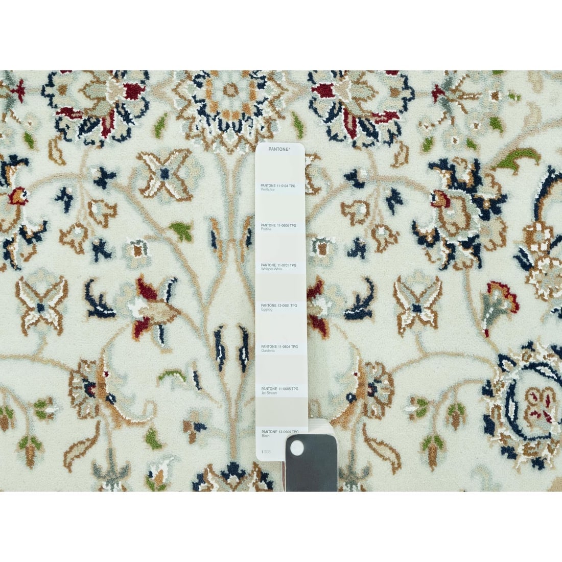 Snowbound White Hand Knotted Nain 250 KPSI Design Wool Oriental Rug - 7