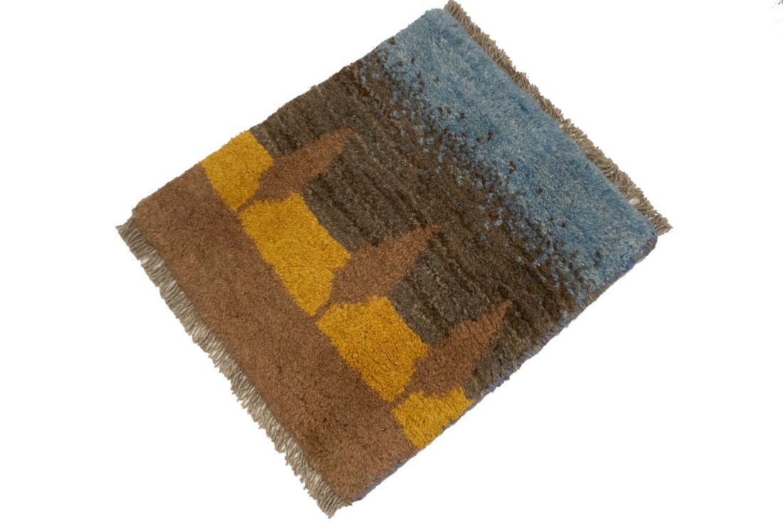 Multicolored Stripes Tribal 1'3X1'6 Gabbeh Persian Rug - 4