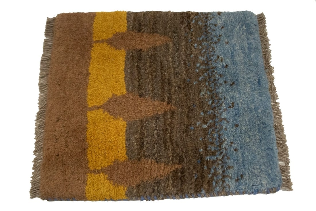 Multicolored Stripes Tribal 1'3X1'6 Gabbeh Persian Rug - 6