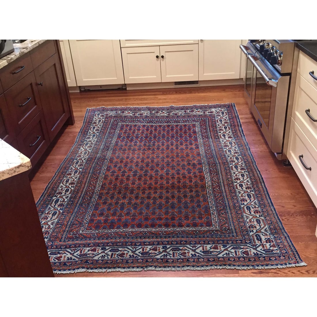 Brown Persian Seraband Good Condition Even Wear Pure Wool Rug - 2