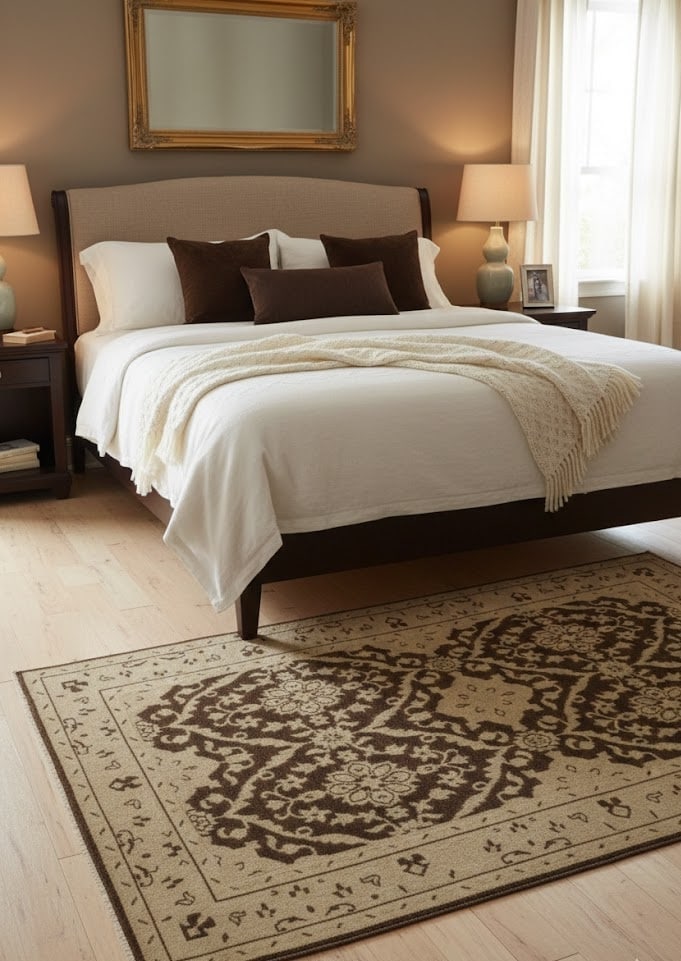 Brown Floral 5'5X8'7 Transitional Oriental Rug - 2