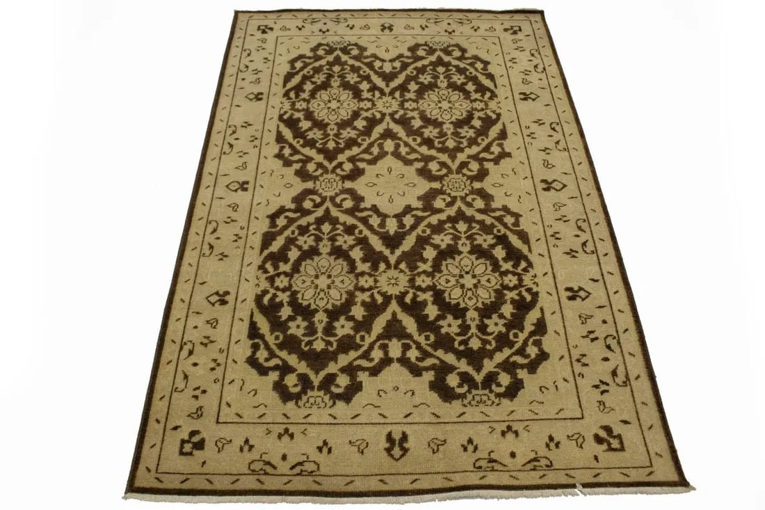 Brown Floral 5'5X8'7 Transitional Oriental Rug - 3