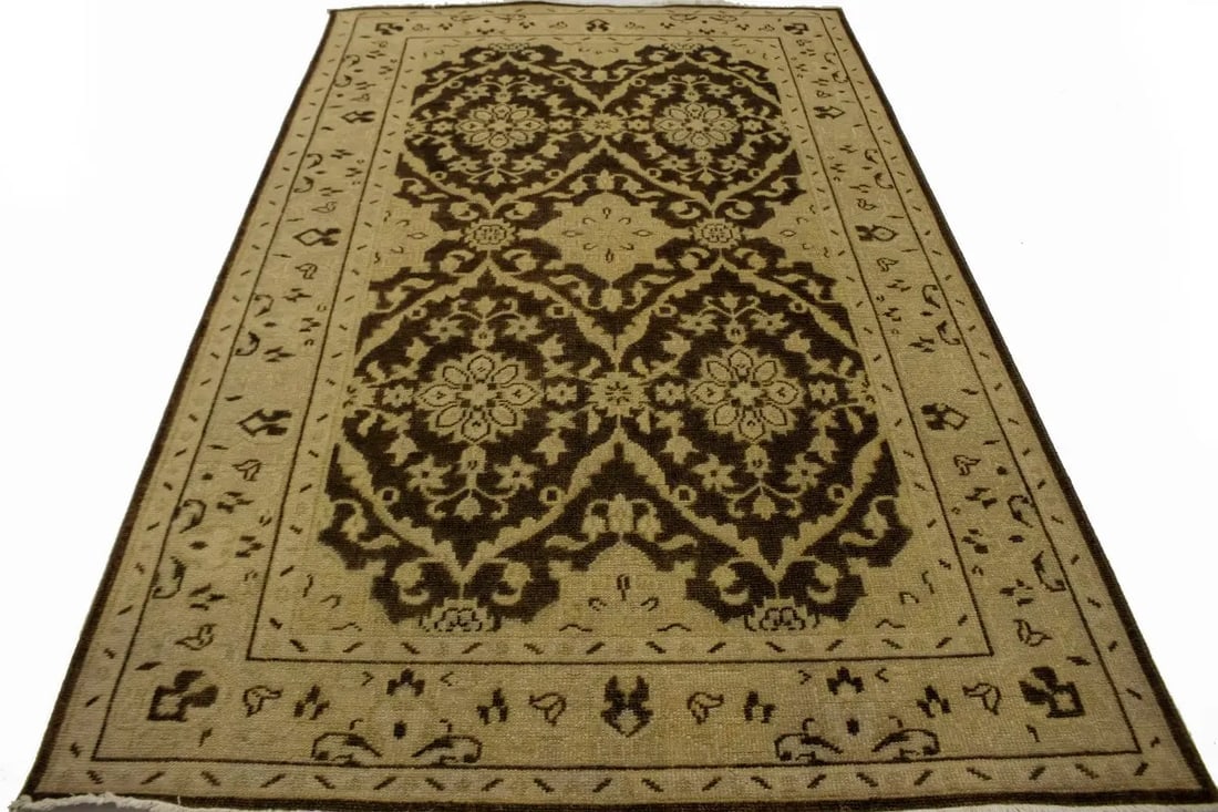 Brown Floral 5'5X8'7 Transitional Oriental Rug - 5